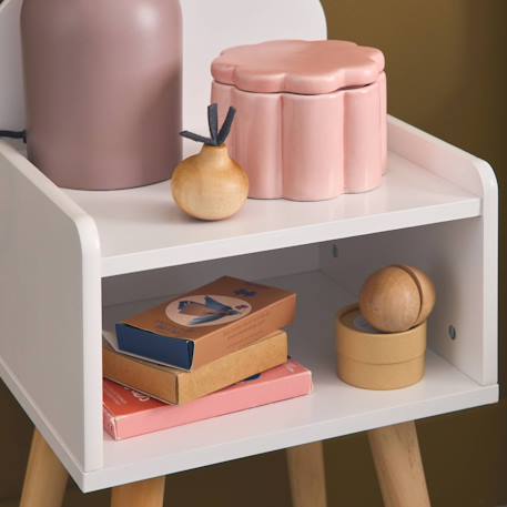 Table de chevet chambre enfant, pieds en pin Blanc+Rose+Vert 4 - vertbaudet enfant 