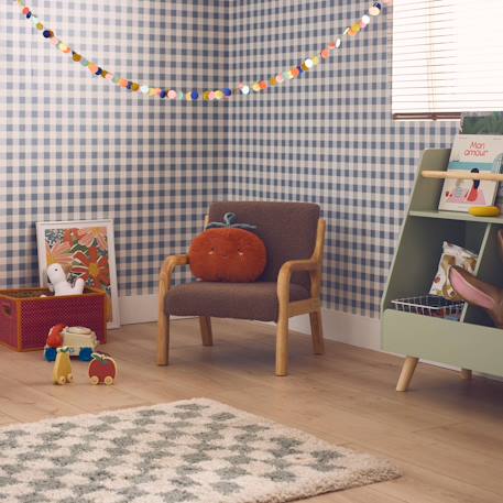 Fauteuil scandinave enfant bois d'hévéa et bouclette Lorens kids. Beige+Gris souris+Marron 15 - vertbaudet enfant 