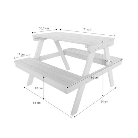 Table de pique-nique en bois d'acacia pour enfant, salon de jardin enfant 2 places, couleur teck clair Vert de gris 4 - vertbaudet enfant 