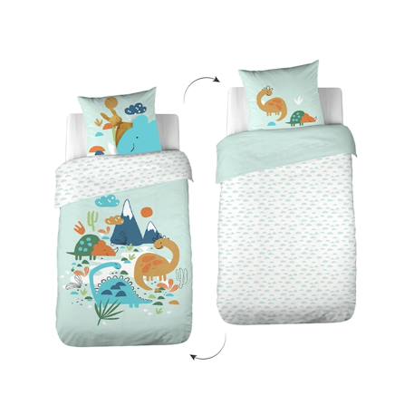 Parure de lit coton réversible Vert d'eau 3 - vertbaudet enfant 