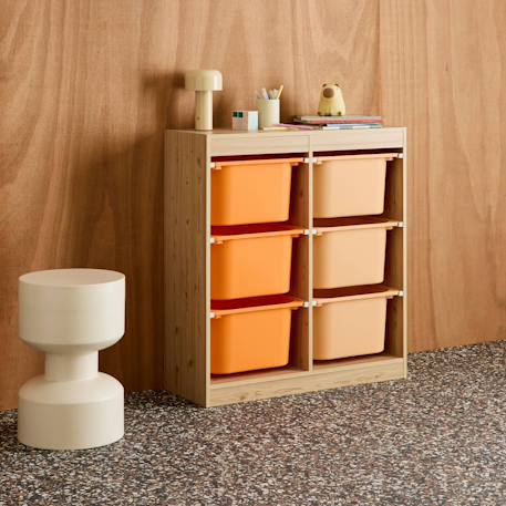 Sora - children's storage unit with 6 storage bins Moutarde+Orange+Vert olive 10 - vertbaudet enfant 