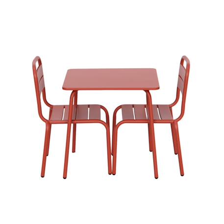 Salon de jardin enfant table et chaises métal anna - 2 places, 48x48cm Terracotta 5 - vertbaudet enfant 