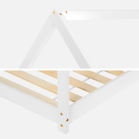 Lit enfant cabane, bois massif en pin naturel - tobias - sommier inclus, 90 x 190 cm Blanc+Naturel 6 - vertbaudet enfant 