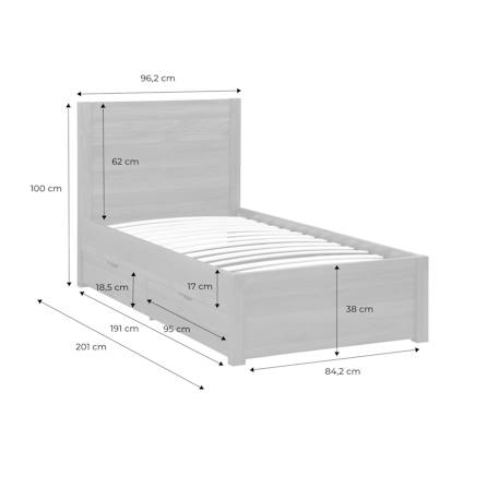 Lit avec sommier à lattes et tête de lit  + 4 tiroirs décor bois - nepal Naturel+Noyer 4 - vertbaudet enfant 