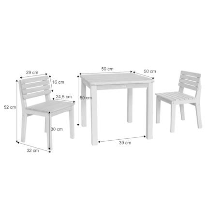 Table de jardin enfant, table en bois d'acacia, intérieur et extérieur avec 2 chaises Vert de gris 5 - vertbaudet enfant 