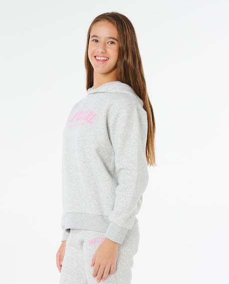 Sweat à capuche staple varsity fille Bleu bleuet+Gris clair chiné 8 - vertbaudet enfant 