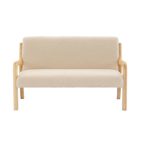 Banquette scandinave enfant en bois et tissu bouclette 2 places Beige 6 - vertbaudet enfant 