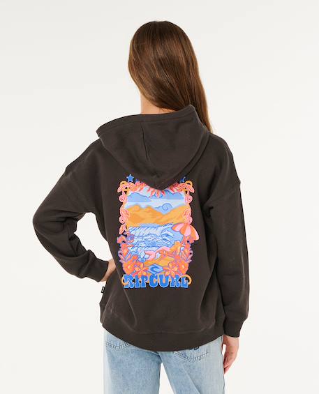 Sweat à capuche sunshine squad   fille Noir délavé 3 - vertbaudet enfant 