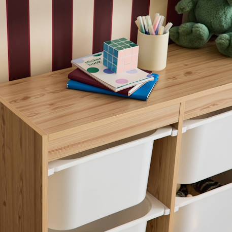 Meuble de rangement enfant 6 bacs de rangement en plastique Blanc+Naturel 12 - vertbaudet enfant 