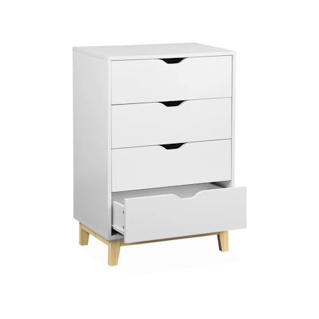 Commode blanche scandinave - floki - chiffonnier avec pieds en bois de sapin, 4 tiroirs, 60x40x90cm Blanc 4 - vertbaudet enfant 