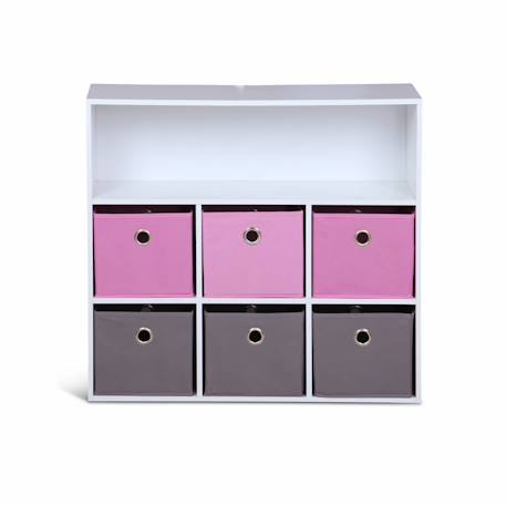 Meuble de rangement pour enfant, blanc - camille - avec 7 compartiments et 6 paniers Rose 6 - vertbaudet enfant 