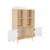 Bibliothèque enfant, 2 portes et 4 étagères Blanc+Naturel+Rose+Vert 6 - vertbaudet enfant 
