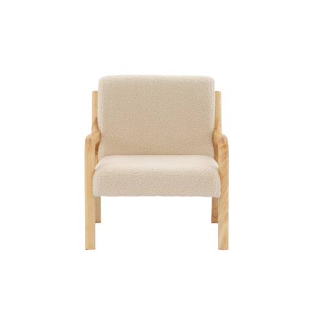 Fauteuil scandinave enfant bois d'hévéa et bouclette Lorens kids. Beige+Gris souris+Marron 5 - vertbaudet enfant 
