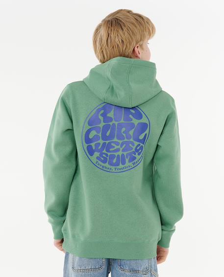 Sweat à capuche wetsuit icon enfant Aloe+Gris chiné+Marine/blanc+Os+Vert herbe 26 - vertbaudet enfant 
