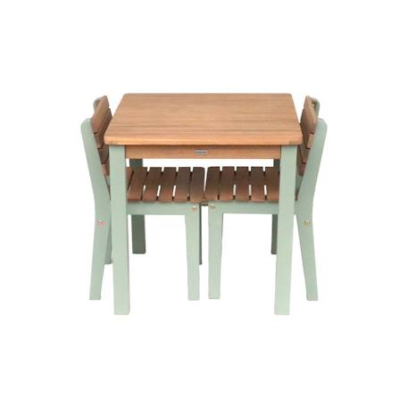 Table de jardin enfant, table en bois d'acacia, intérieur et extérieur avec 2 chaises Vert de gris 4 - vertbaudet enfant 