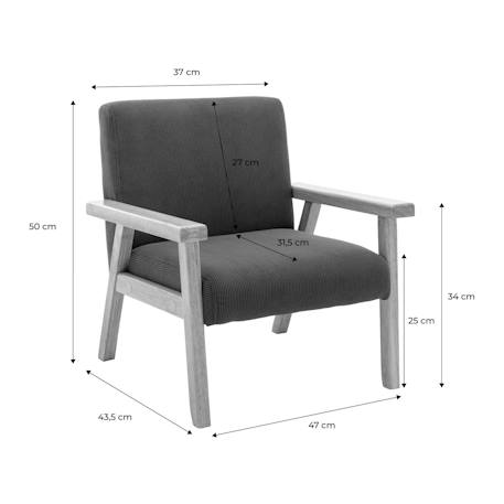 Fauteuil scandinave enfant velours côtelé et bois d'hévéa isak l 47 x p 43,5 x h 50cm Crème+Kaki foncé+Moutarde+Terracotta 11 - vertbaudet enfant 