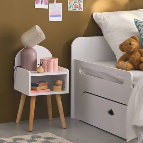 Table de chevet chambre enfant, pieds en pin Blanc+Rose+Vert 3 - vertbaudet enfant 