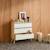 Commode enfant décor bois 3 tiroirs, pieds bois de pin - 80 x 30 x 79 cm - azur Blanc+Naturel+Rose+Vert 6 - vertbaudet enfant 