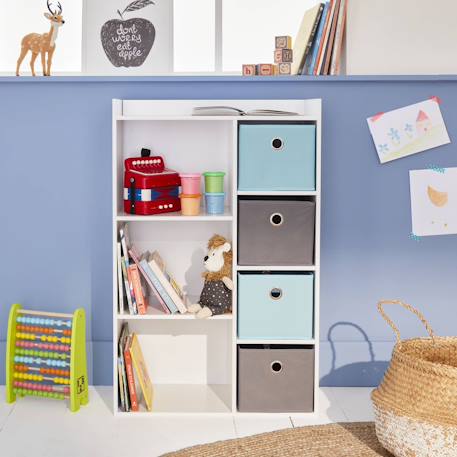 Meuble de rangement pour enfant, blanc - camille - avec 7 compartiments et 4 paniers Bleu+Rose 4 - vertbaudet enfant 