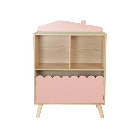 Bibliothèque enfant 2 étagères 2 portes Blanc+Rose+Vert 12 - vertbaudet enfant 