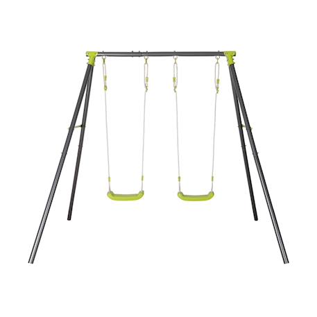 Portique balançoire double en métal, 2 places, noir et vert, acier, l 217 x p 153 x h 195 cm Noir et vert 3 - vertbaudet enfant 