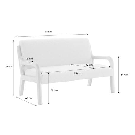 Banquette scandinave enfant en bois et tissu bouclette 2 places Beige 5 - vertbaudet enfant 