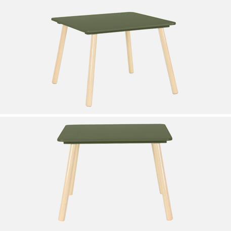 Table carrée enfant bois de pin 2 assises - judith Blanc+Rose+Vert+Vert olive 23 - vertbaudet enfant 