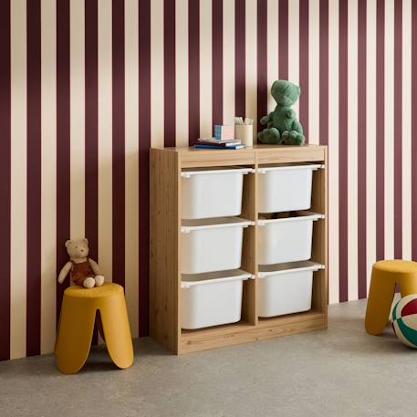 Meuble de rangement enfant 6 bacs de rangement en plastique Blanc+Naturel 10 - vertbaudet enfant 
