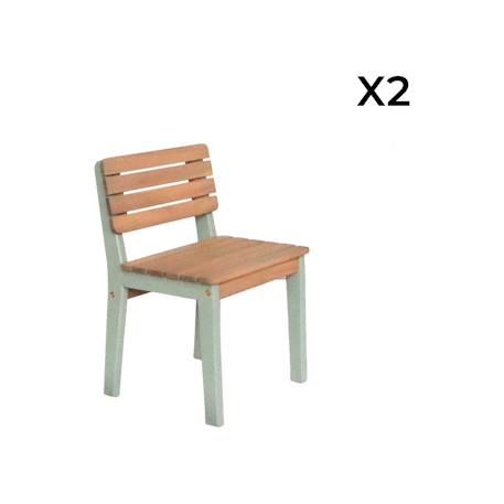 Table de jardin enfant, table en bois d'acacia, intérieur et extérieur avec 2 chaises Vert de gris 6 - vertbaudet enfant 