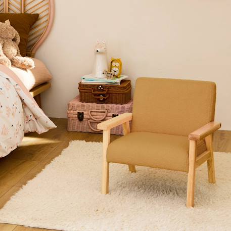 Fauteuil scandinave en bouclette et bois enfant isak l 47 x p 43,5 x h 50cm Blanc+Moutarde+Taupe+Terracotta 10 - vertbaudet enfant 