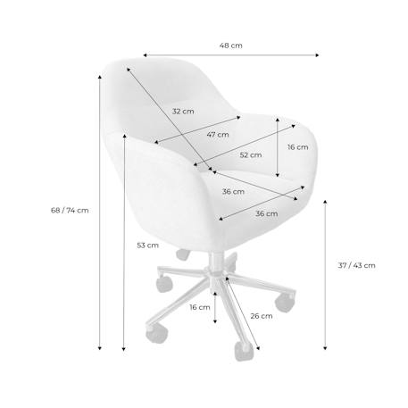 Chaise de bureau enfant à roulettes ajustable tissu chenille - stan kid Beige+Kaki 11 - vertbaudet enfant 