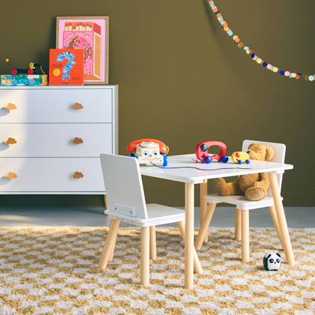 Table carrée enfant bois de pin 2 assises - judith Blanc+Rose+Vert+Vert olive 3 - vertbaudet enfant 