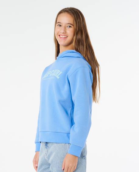 Sweat à capuche staple varsity fille Bleu bleuet+Gris clair chiné 2 - vertbaudet enfant 