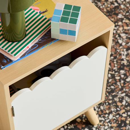 Table de chevet enfant décor bois 1 porte, pieds bois de pin - 34 x 23,5 x 52 cm  - azur Blanc+Naturel+Rose+Vert 6 - vertbaudet enfant 