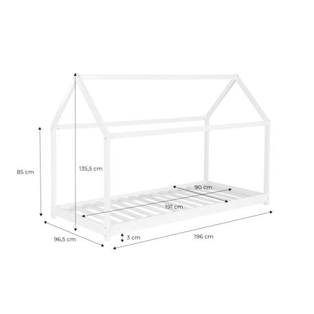 Lit enfant cabane, bois massif en pin naturel - tobias - sommier inclus, 90 x 190 cm Blanc+Naturel 10 - vertbaudet enfant 