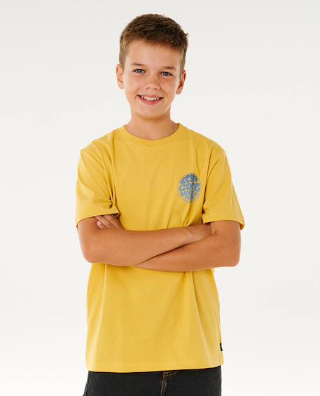 T-shirt à manches courtes wetsuit icons enfant Bleu marine foncé+Noir+Ocre+Piscine à vagues 18 - vertbaudet enfant 