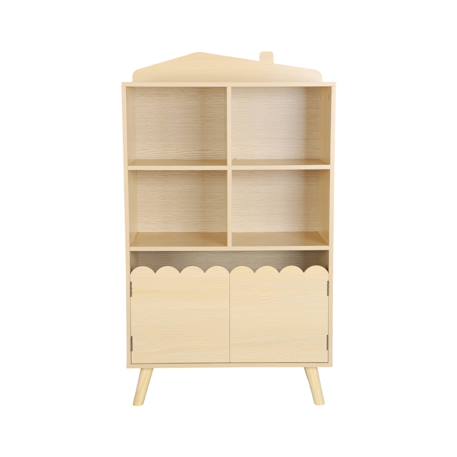 Bibliothèque enfant, 2 portes et 4 étagères Blanc+Naturel+Rose+Vert 12 - vertbaudet enfant 