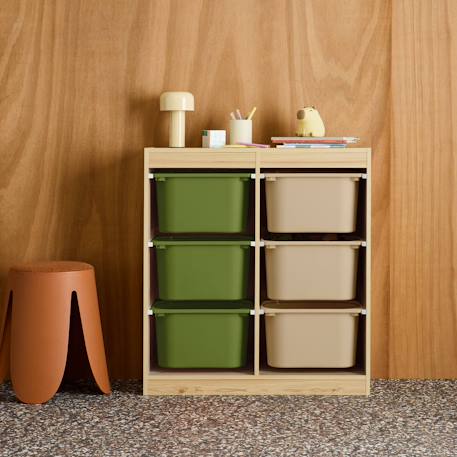Sora - children's storage unit with 6 storage bins Moutarde+Vert olive 9 - vertbaudet enfant 