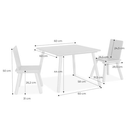 Table carrée enfant bois de pin 2 assises - judith Blanc+Rose+Vert+Vert olive 22 - vertbaudet enfant 