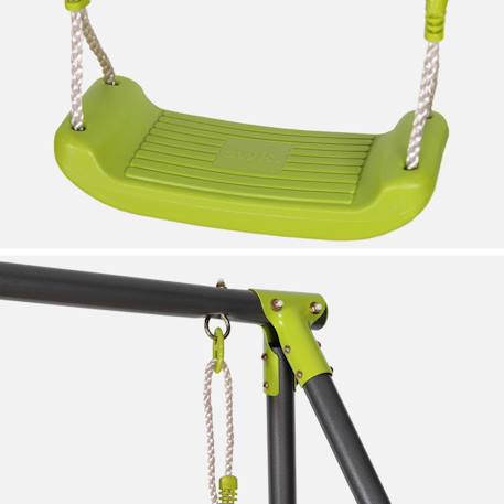 Portique balançoire double en métal, 2 places, noir et vert, acier, l 217 x p 153 x h 195 cm Noir et vert 4 - vertbaudet enfant 