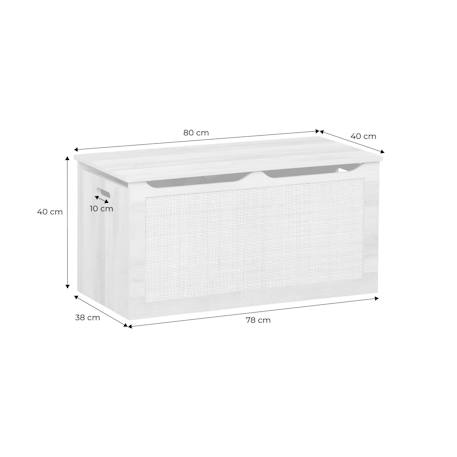 Coffre à jouets décor bois cannage, couvercle, poignées latérales pour chambre enfant Naturel 3 - vertbaudet enfant 