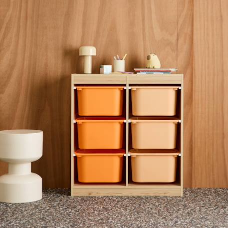 Sora - children's storage unit with 6 storage bins Moutarde+Orange+Vert olive 9 - vertbaudet enfant 