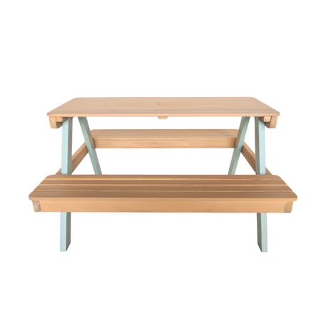 Table de pique-nique en bois d'acacia pour enfant, salon de jardin 4 places vert de gris et teck - caroline Vert de gris 4 - vertbaudet enfant 