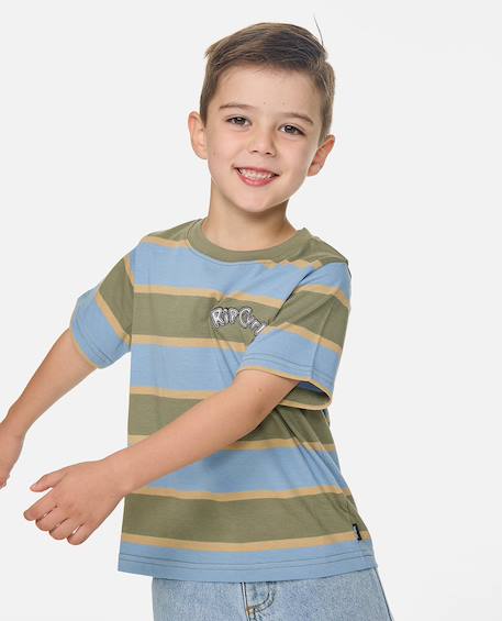 T-shirt rayé ride the wave garçon Denim délavé 1 - vertbaudet enfant 