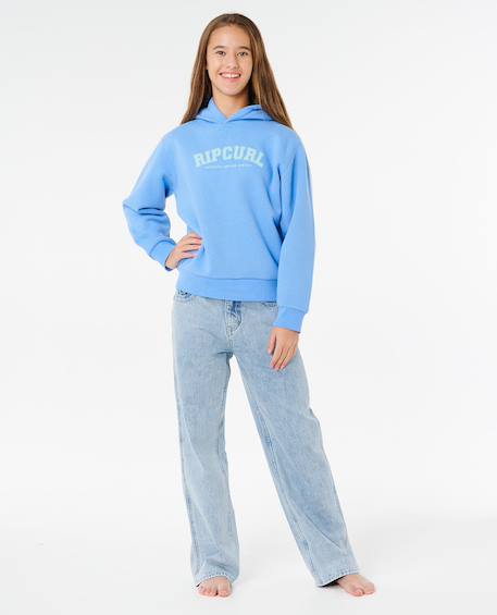 Sweat à capuche staple varsity fille Bleu bleuet+Gris clair chiné 4 - vertbaudet enfant 