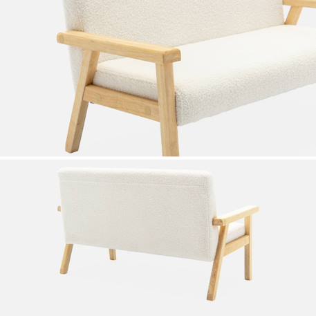 Banquette canapé pour enfant 2 places bouclette et bois d'hévéa l 84 x p 43,5 x h 50cm Blanc 6 - vertbaudet enfant 