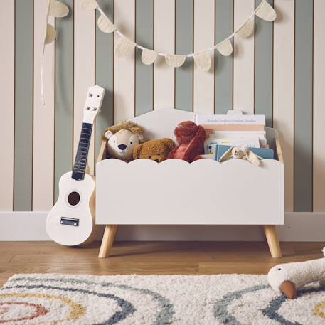 Coffre à jouets enfant effet bois, l 58 x p 28 x h 44,5 cm Blanc 3 - vertbaudet enfant 