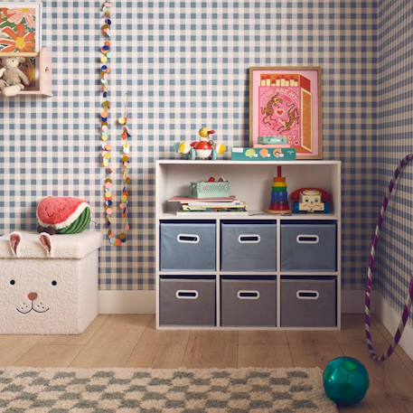 Meuble de rangement pour enfant camille avec 7 compartiments et 6 paniers en velours Bleu+Rose+Vert 3 - vertbaudet enfant 