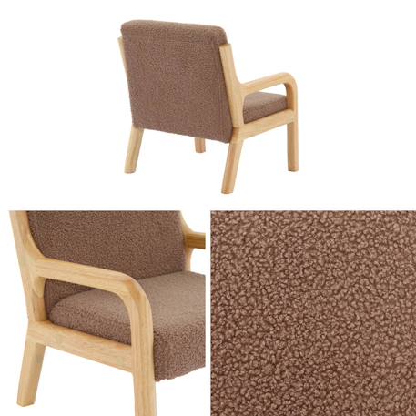 Fauteuil scandinave enfant bois d'hévéa et bouclette Lorens kids. Beige+Gris souris+Marron 18 - vertbaudet enfant 