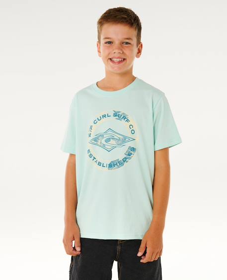 T-shirt staple filler garçon Aqua clair+Blanc 6 - vertbaudet enfant 